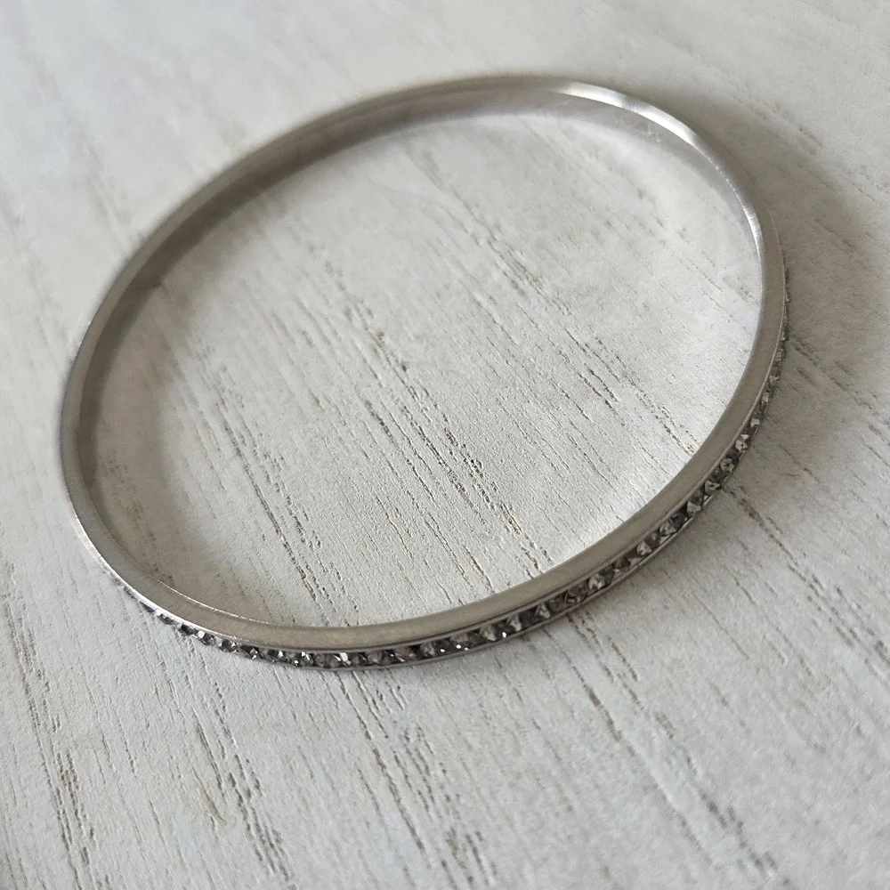 Coach Bangle Bracelet - Silver With Rhinestones